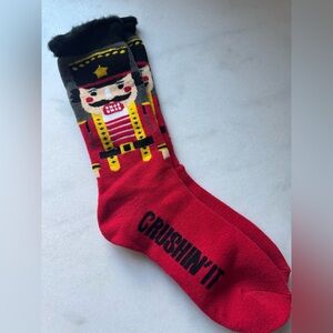 Crushin' It Red Nutcracker Socks OS
